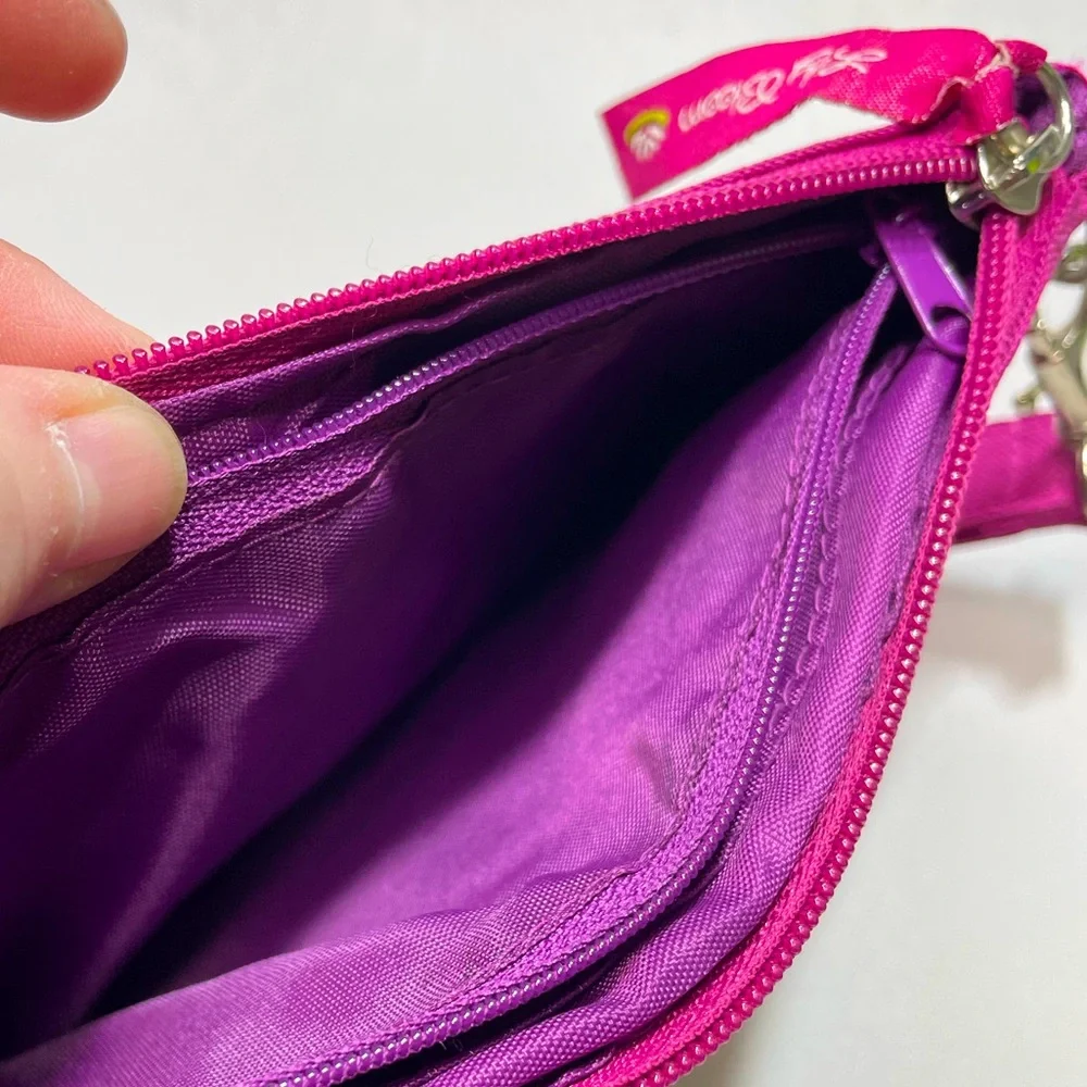 Lily Bloom magenta school Prep owl graphic fabric wristlet wallet